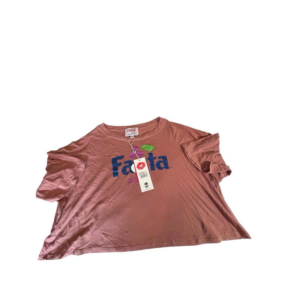 Wildfox Coca-Cola Fanta Grape‎ Alhambra Crop T-Shirt Top Pigment Ash Rose L NWT